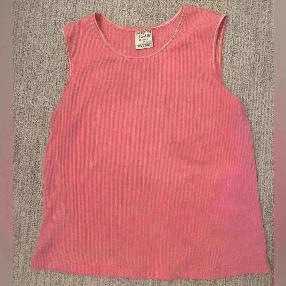 ALLISON DALEY medium soft ribbed pink v neck tank